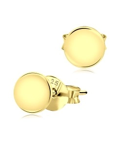Gold Plated Round Disc Stud Earrings STS-2404-GP